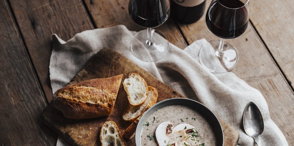 Mmushroom soup bordeaux wine