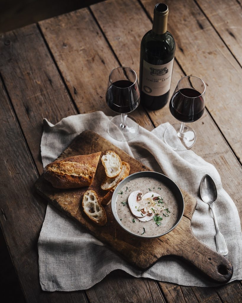 mushroom soup and wine