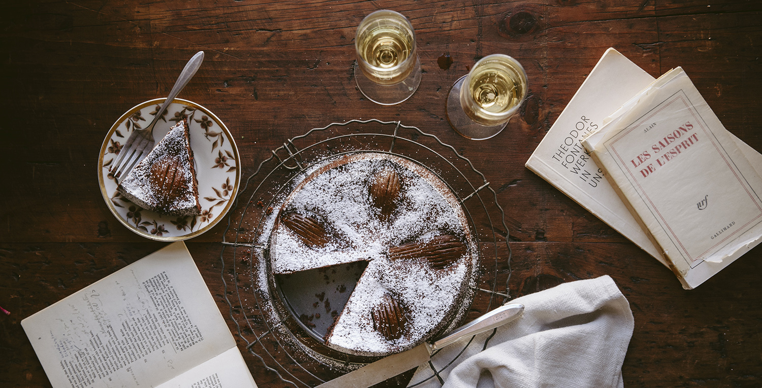 Rezept: Mandel-Schoko-Birnen-Torte