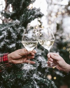 christmas white wine cheers