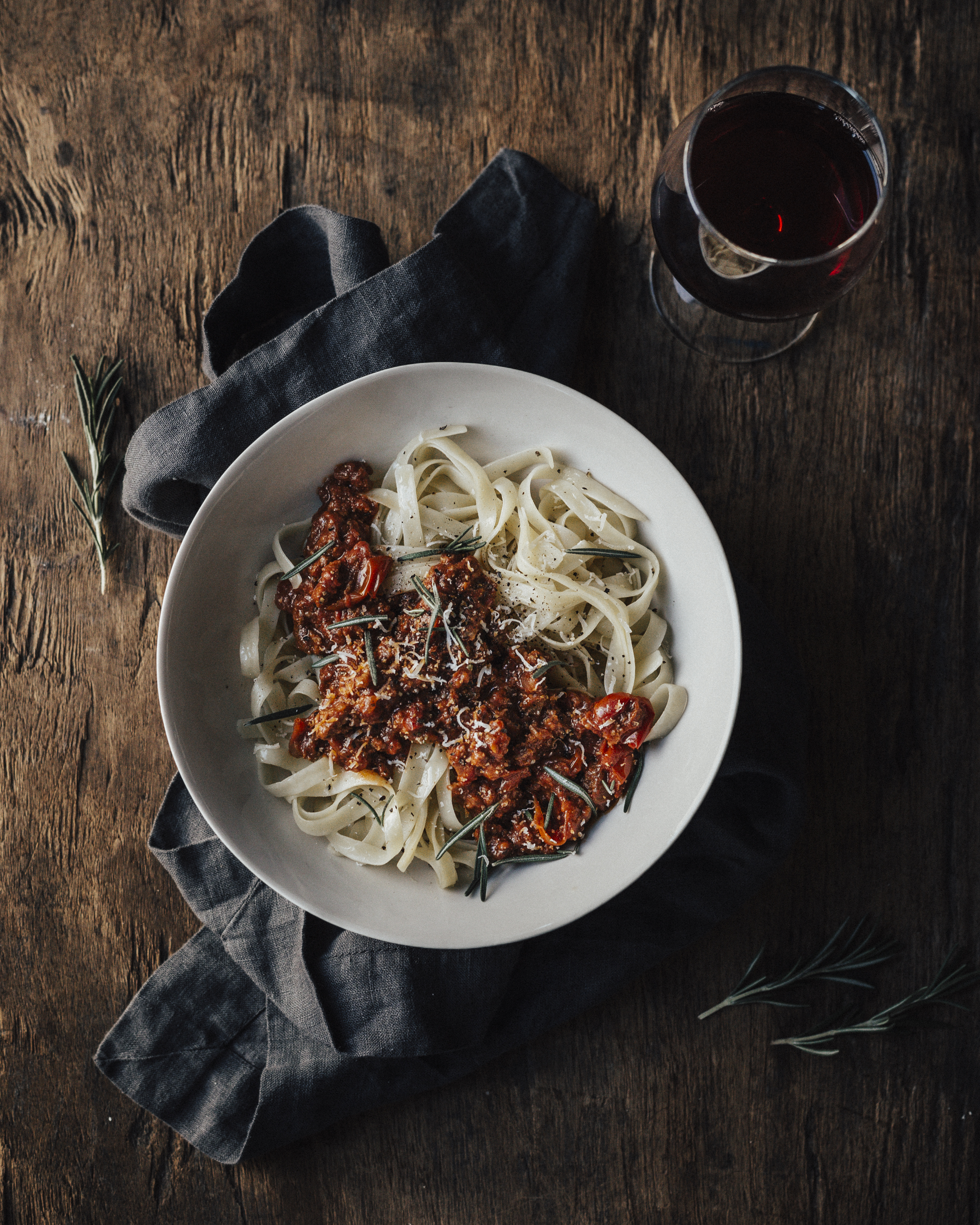 spaghetti bolognese vin rouge